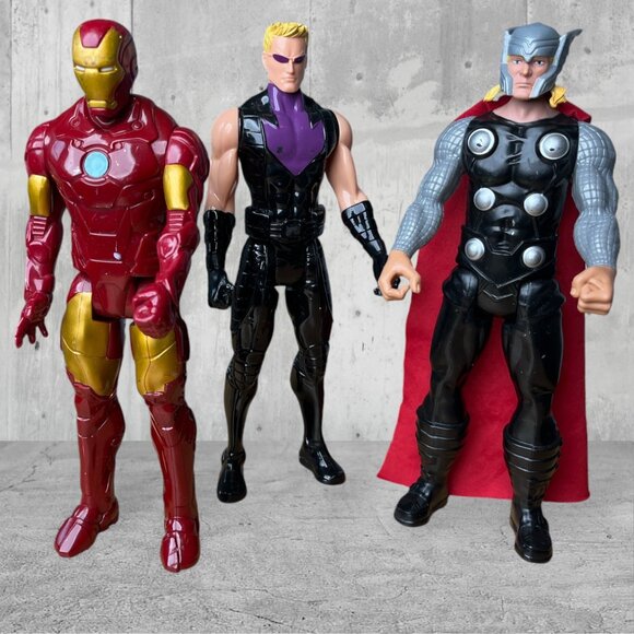 Marvel Avengers Action Figures Set Of 3: Thor Hawkeye & Ironman 2013 Hasbro SA C - Picture 1 of 7